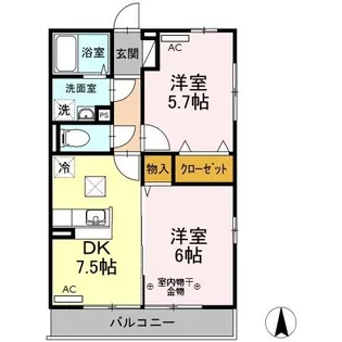 外河原コーポ A【1階】の間取り