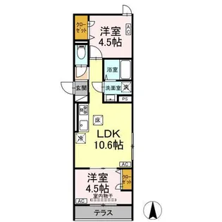 セレスティア南花畑III【1階】の間取り