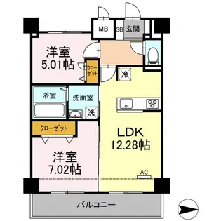 2LDKの間取り画像