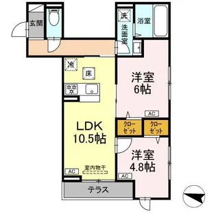 セレスティア西綾瀬【1階】の間取り