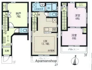 東京都江東区大島6丁目【一戸建】の間取り
