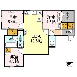 セレスティア一之江【1階】の間取り