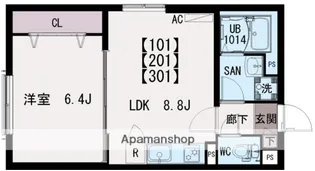 IRIS COURT TX六町【2階】の間取り