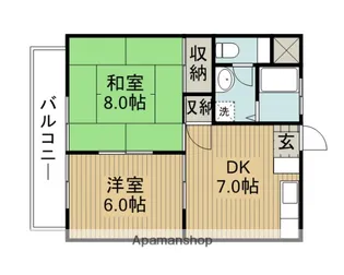リバーランドハイツB【3階】の間取り
