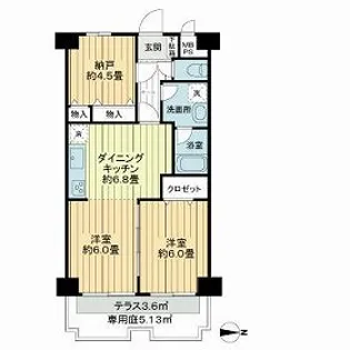 ライオンズマンション国分寺第3【1階】の間取り