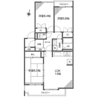 3LDKの間取り画像