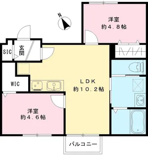 2LDKの間取り画像
