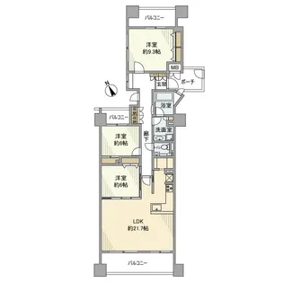 クリオレミントンハウス武蔵野【9階】の間取り
