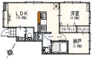 サンライズ国立II【102号室】の間取り