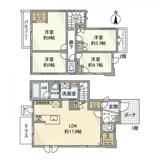東京都小平市花小金井南町2丁目【一戸建】の間取り