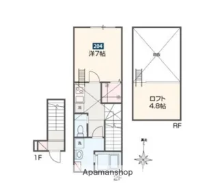 東京都小平市学園西町1丁目【アパート】の間取り