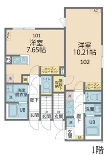 カインドネス小川西町【102号室号室】の間取り