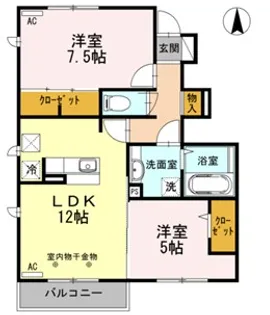 クレーヴェル【1階】の間取り