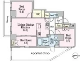 クレストコート目白新坂レジデンス【6階】の間取り