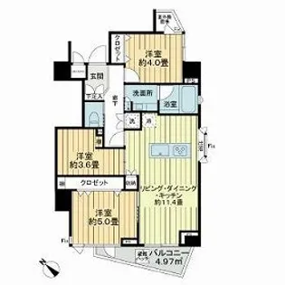 クレド茗荷谷【6階】の間取り