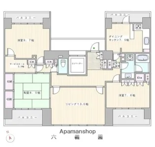 藤和シティホームズ六義園【9階】の間取り