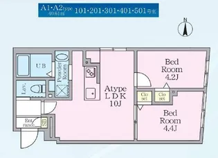エルファーロ神楽坂Ⅲ【4階】の間取り