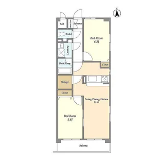 ウッドフィールド久が原【2階】の間取り
