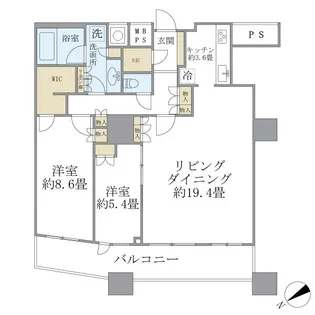 ザ・パークハウス西新宿タワー60【13階】の間取り