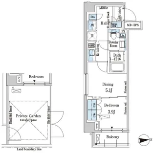 パークアクシス市谷加賀町【1階】の間取り