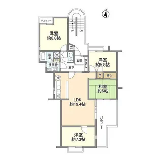 コートハウス上野毛1号棟【2階】の間取り