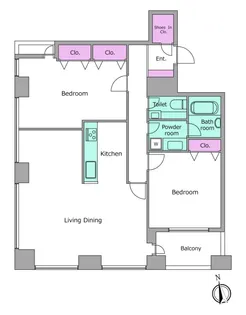 レジディアタワー麻布十番【16階】の間取り