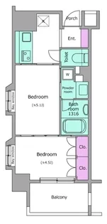 レジディア池尻大橋【13階】の間取り