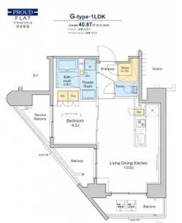 プラウドフラット渋谷笹塚【5階】の間取り