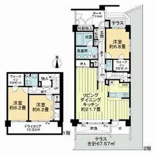 ライオンズステージ上野毛【1階】の間取り