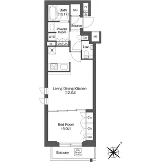 レフィールオーブ代々木【3階】の間取り