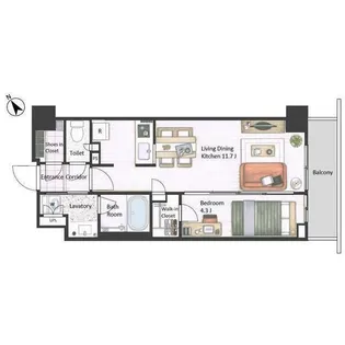 市谷台町坂フロント【9階】の間取り