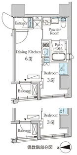 ザ・ライオンズフォーシア八丁堀【10階】の間取り