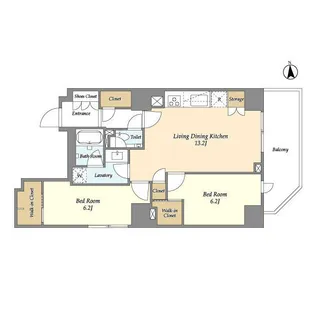 オーキッドレジデンス渋谷富ヶ谷【13階】の間取り
