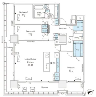 ロイヤルパークス品川【28階】の間取り