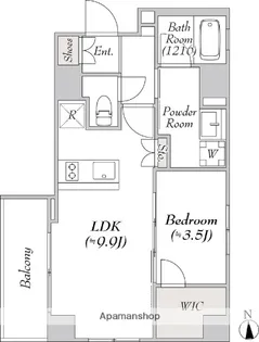 ミリアレジデンス長原【6階】の間取り