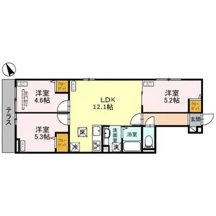 セレスティア松が丘【1階】の間取り