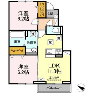 ヴェルジェB【1階】の間取り