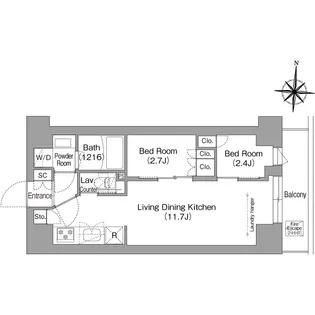 コンフォリア・リヴ南品川【3階】の間取り