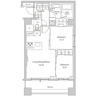 ザ・パークハビオ目黒プレイス【8階】の間取り