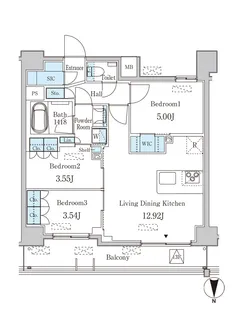 JP NOIE 西蒲田【13階】の間取り
