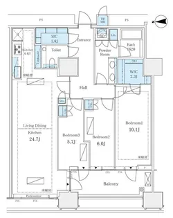 東京都港区三田1丁目【マンション】の間取り
