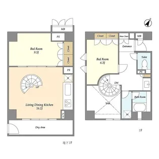 HF目黒行人坂レジデンス【1階】の間取り