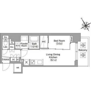 バウスフラッツ蔵前【11階】の間取り