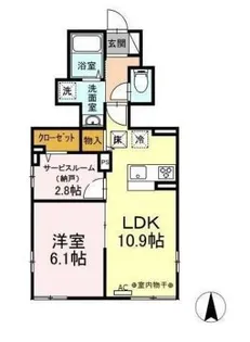 シンシア野沢【1階】の間取り