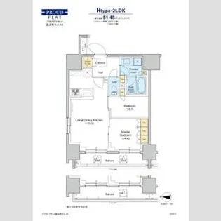 プラウドフラット錦糸町ウエスト【13階】の間取り