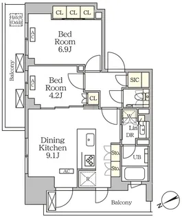 ザ・パークハビオ大森山王【17階】の間取り