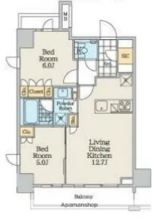 クレストコート中野富士見町【6階】の間取り