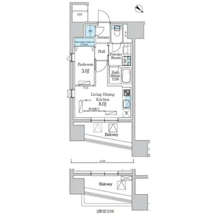 デュオフラッツ池尻大橋【9階】の間取り