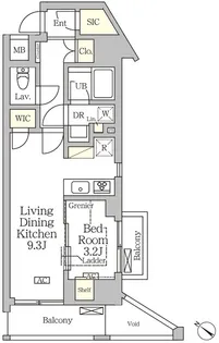アジールコート松濤【12階】の間取り