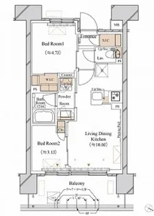 ブランシエスタ新丸子リバーフロント【0702号室】の間取り